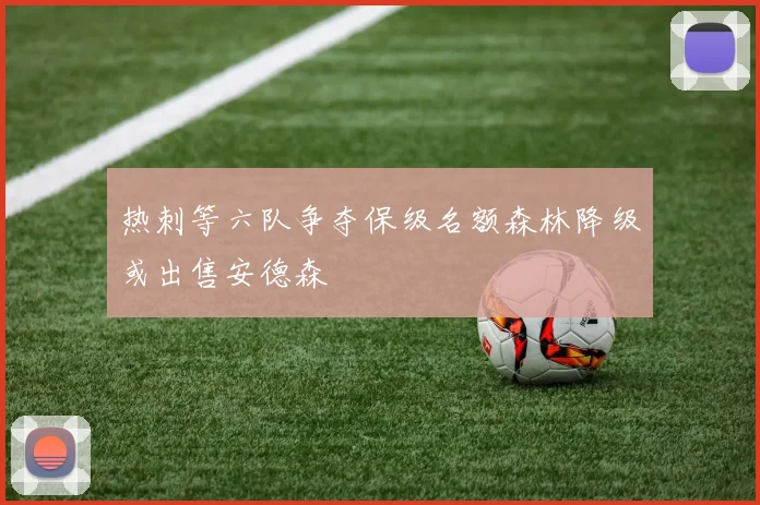 热刺等六队争夺保级名额森林降级或出售安德森